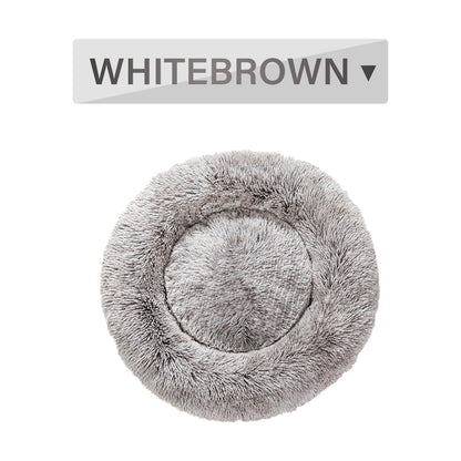 Cozy Haven Fluffy Donut Pet Bed - Warm & Soft Long Plush Pet Cushion, Washable Calming Mat for Small to Large Dogs and Cats - Perfect Pet Sofa House for Ultimate Comfort!