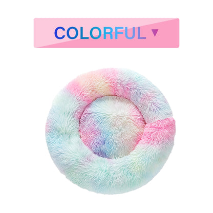 Cozy Haven Fluffy Donut Pet Bed - Warm & Soft Long Plush Pet Cushion, Washable Calming Mat for Small to Large Dogs and Cats - Perfect Pet Sofa House for Ultimate Comfort!
