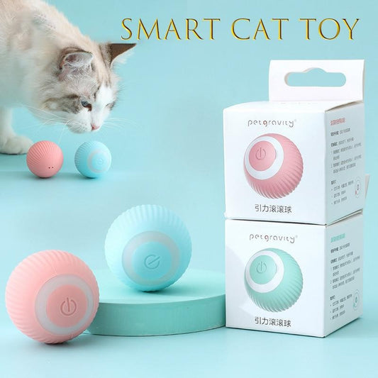 Automatic Rolling Ball Cat Toy - Interactive, Self-Moving Kitten Toy for Fun and Training
